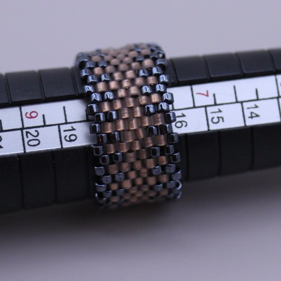 Handwoven Artisan Beaded Rings -  Wide Band Beaded Ring - New - Picture 8 of 14